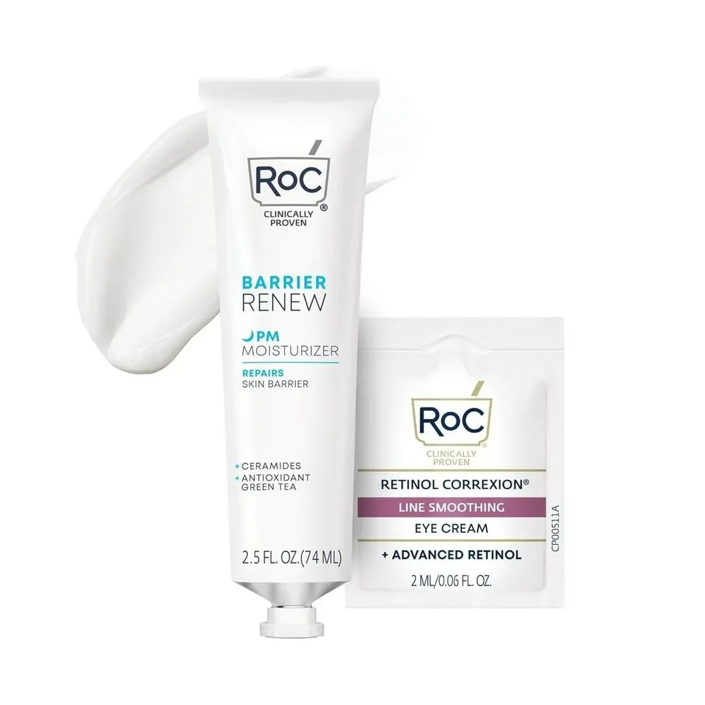 RoC Skin Barrier Renew Night Moisturizer with Ceramides & Peptides White 2.5 oz